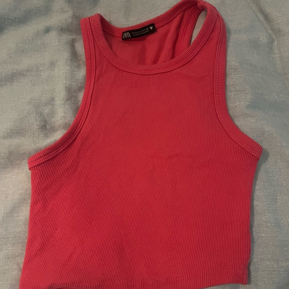 Zara Pink Ribbed Tank Top